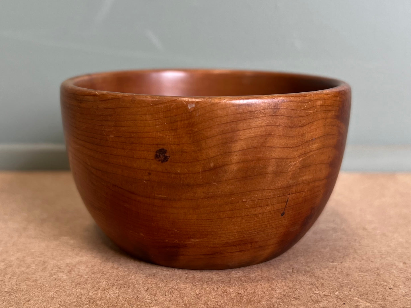 Small Wooden Treen Bowl Light Brown Shiny Woodenware