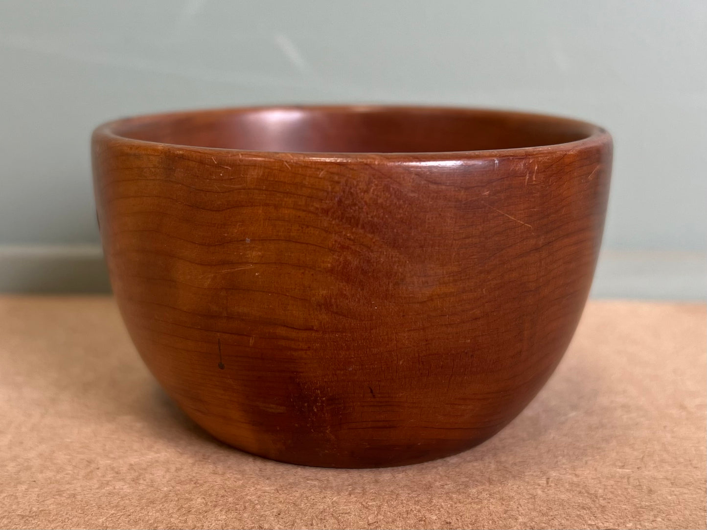 Small Wooden Treen Bowl Light Brown Shiny Woodenware