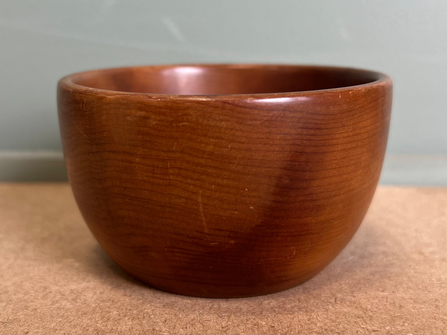 Small Wooden Treen Bowl Light Brown Shiny Woodenware