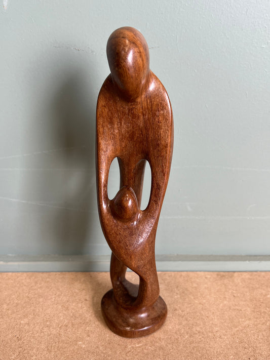 Treen Wooden Parent and Child Figurine