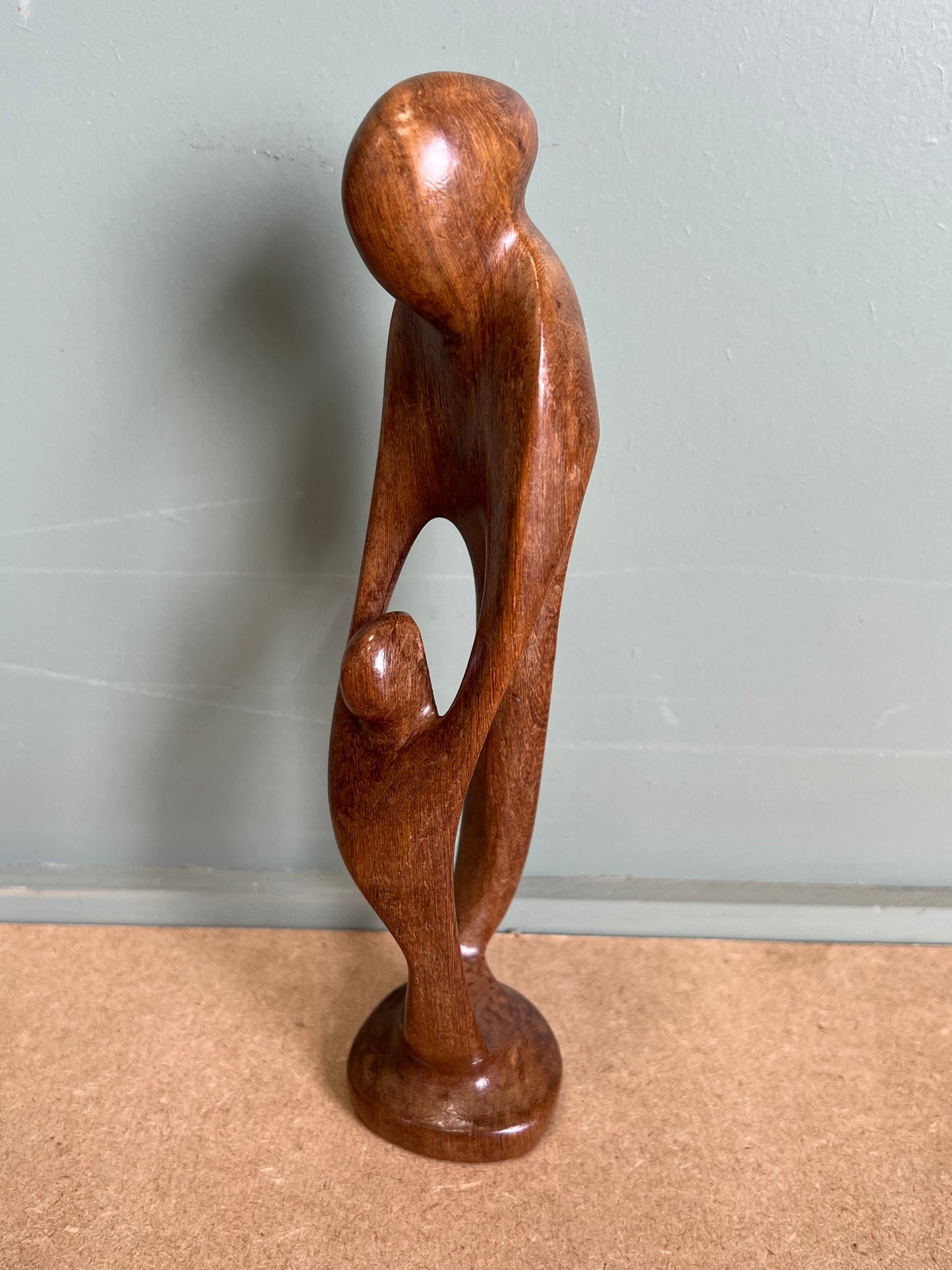 Treen Wooden Parent and Child Figurine