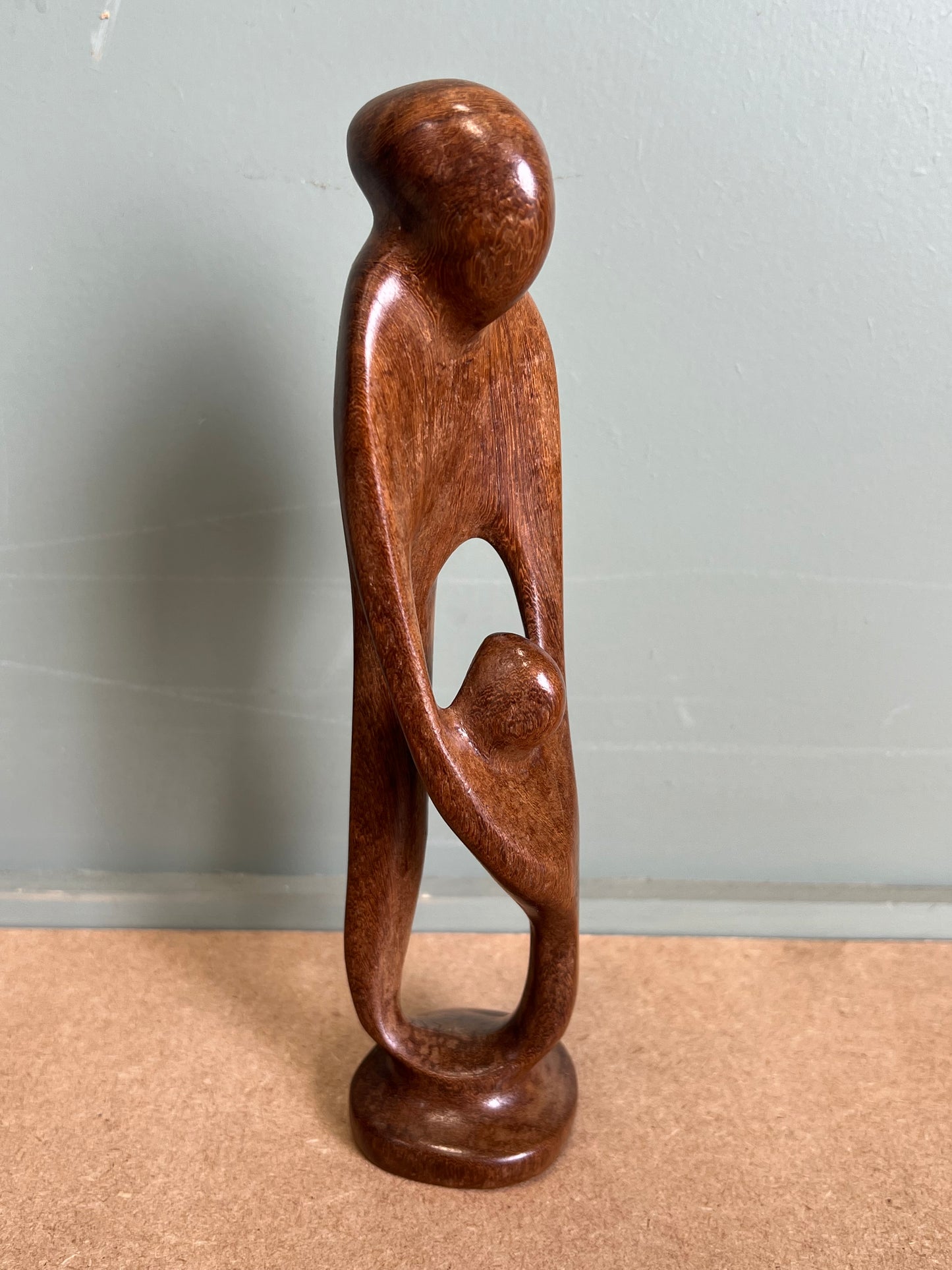 Treen Wooden Parent and Child Figurine