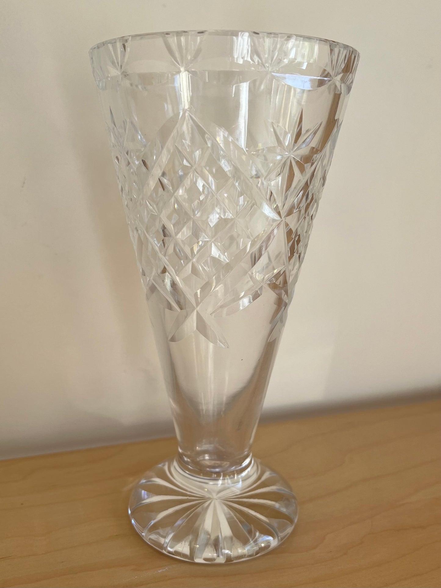 Vintage Crystal Clear Glass Vase