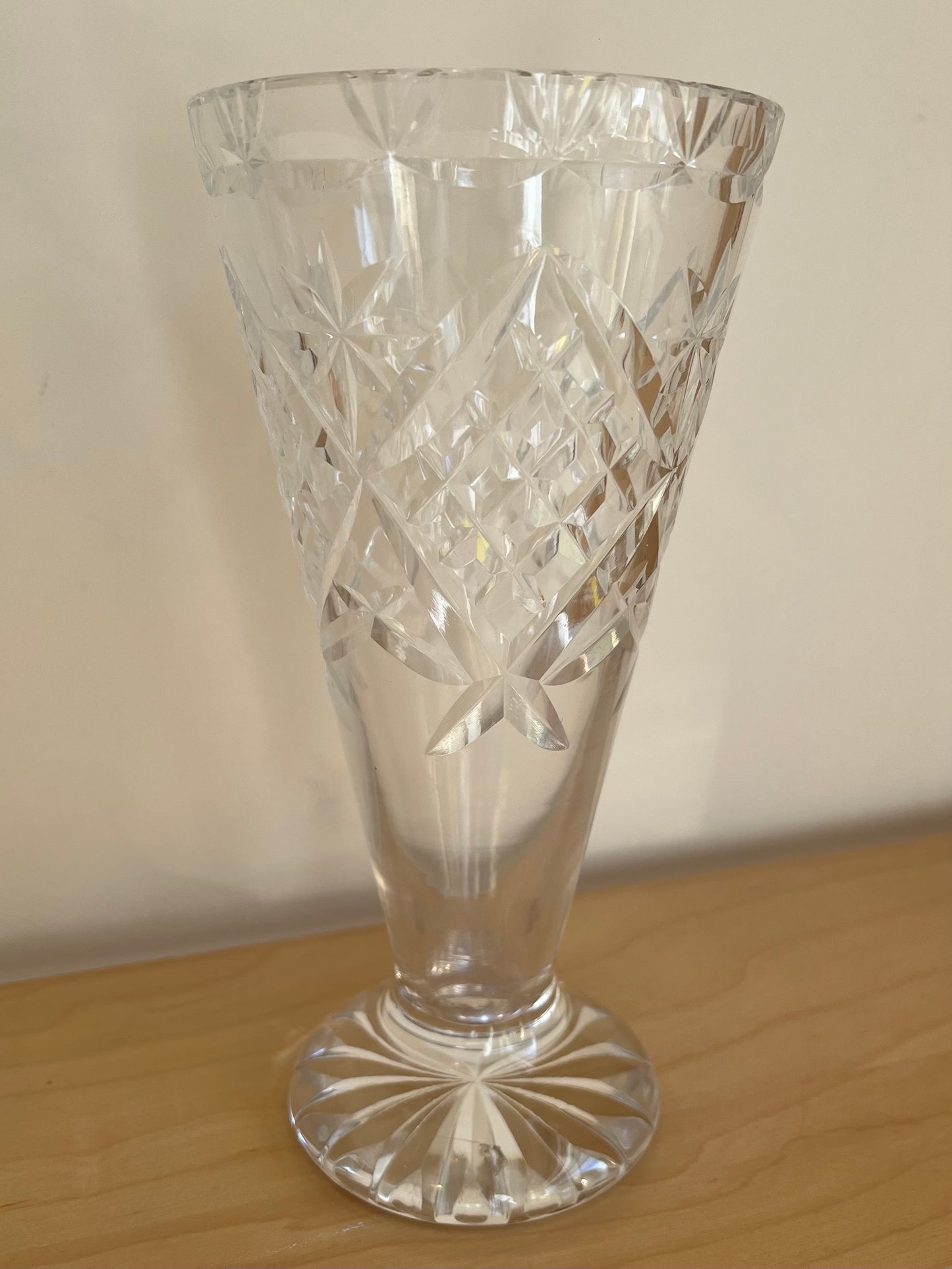 Vintage Crystal Clear Glass Vase