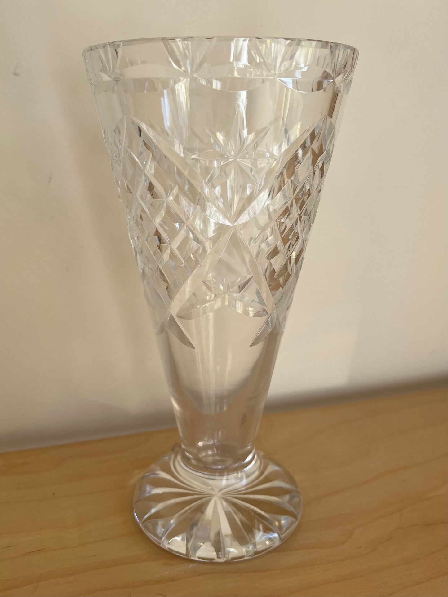 Vintage Crystal Clear Glass Vase