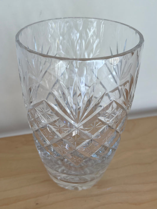 Vintage Crystal Cut Clear Glass Vase