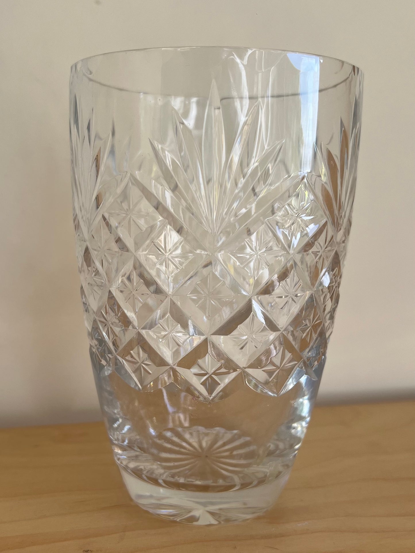 Vintage Crystal Cut Clear Glass Vase