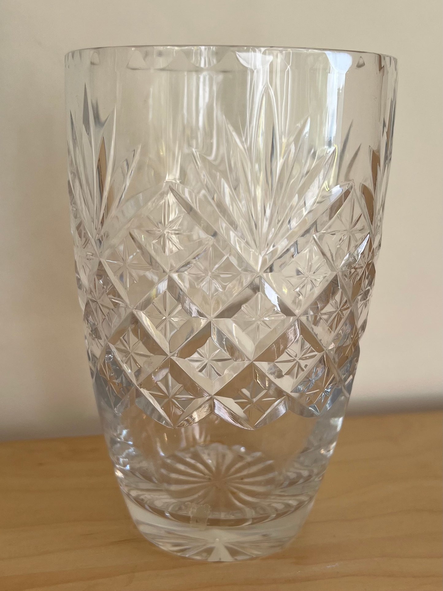 Vintage Crystal Cut Clear Glass Vase