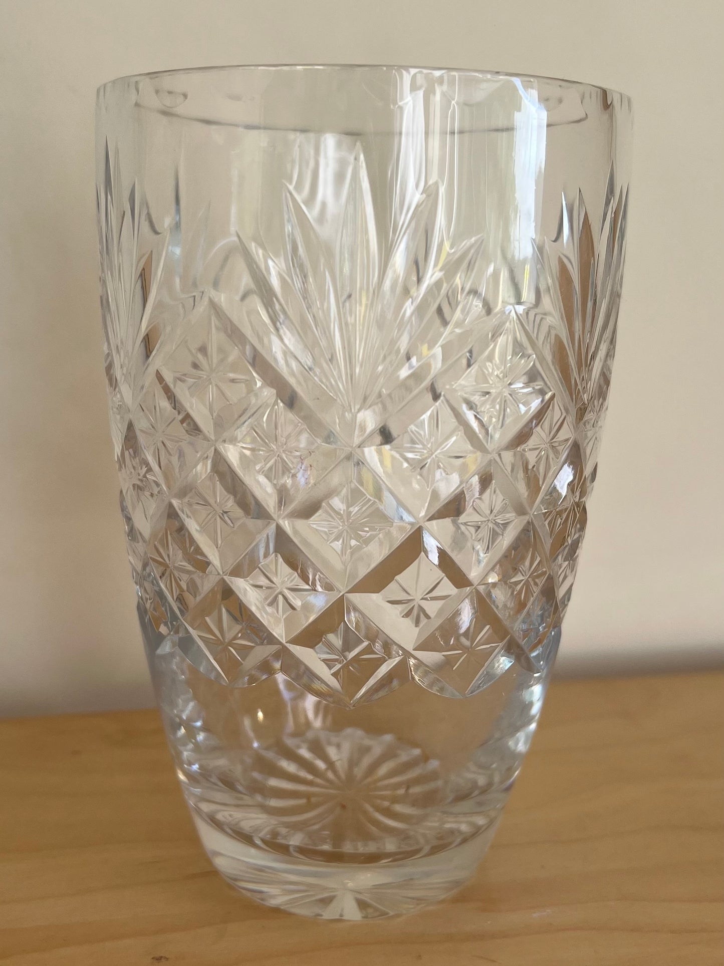 Vintage Crystal Cut Clear Glass Vase