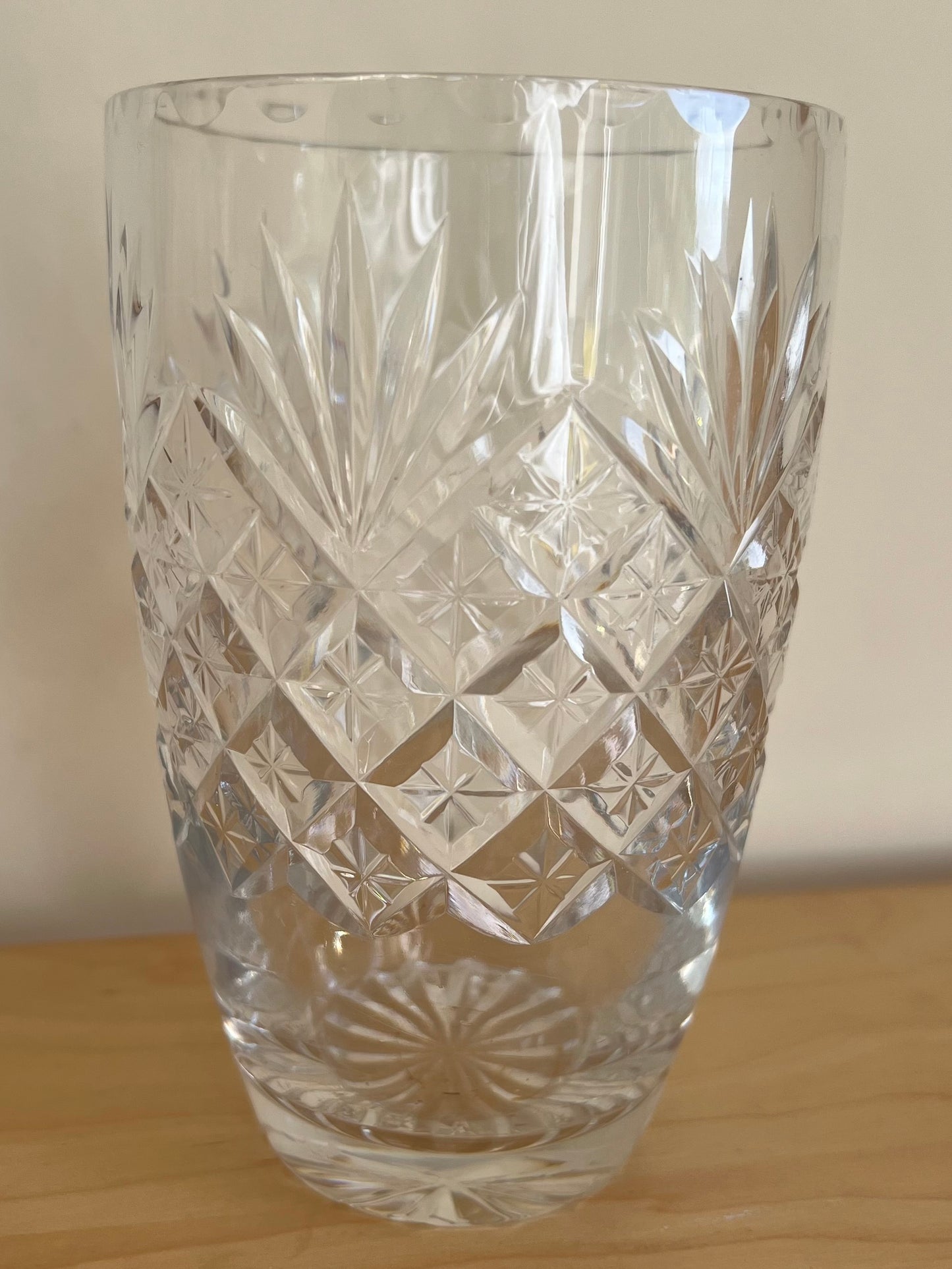 Vintage Crystal Cut Clear Glass Vase