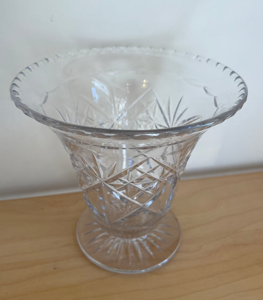 Vintage Crystal Cut Glass Vase Wide Top