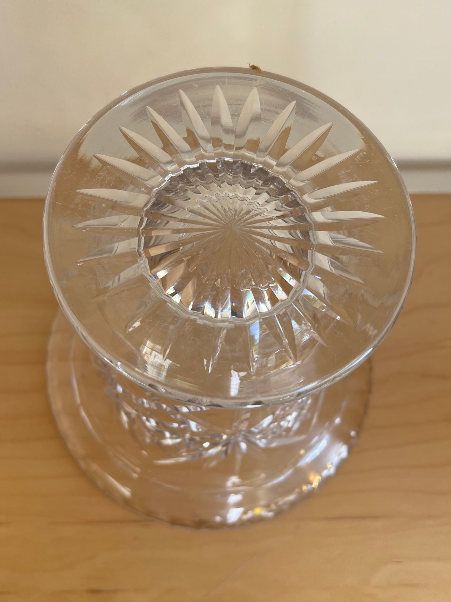 Vintage Crystal Cut Glass Vase Wide Top