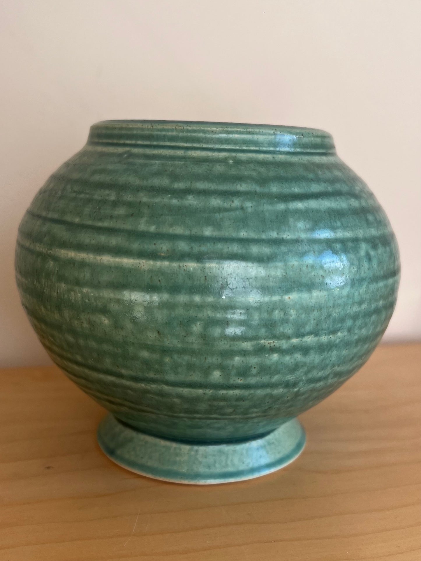 Vintage Green Stoneware Pottery Vase