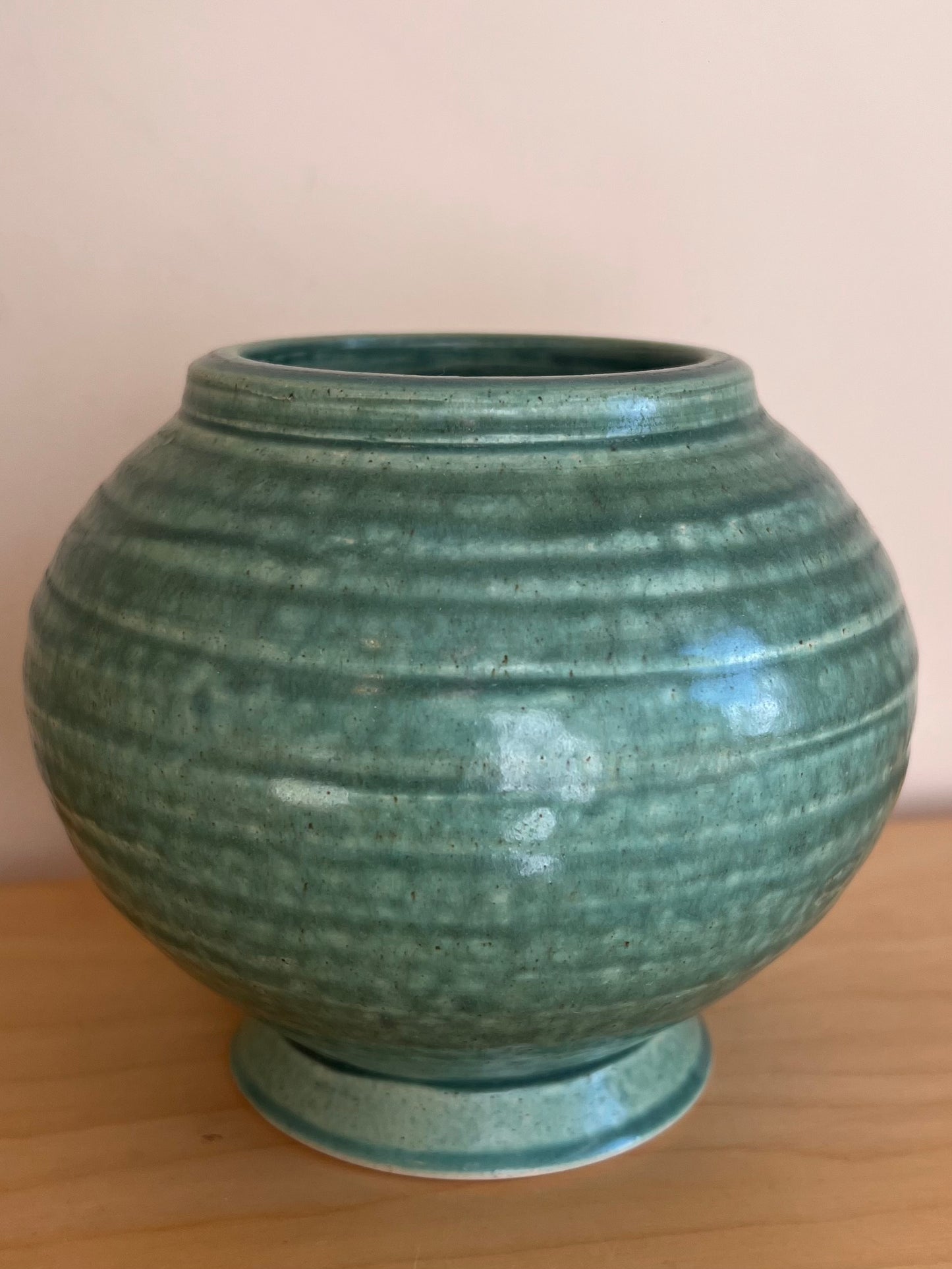 Vintage Green Stoneware Pottery Vase