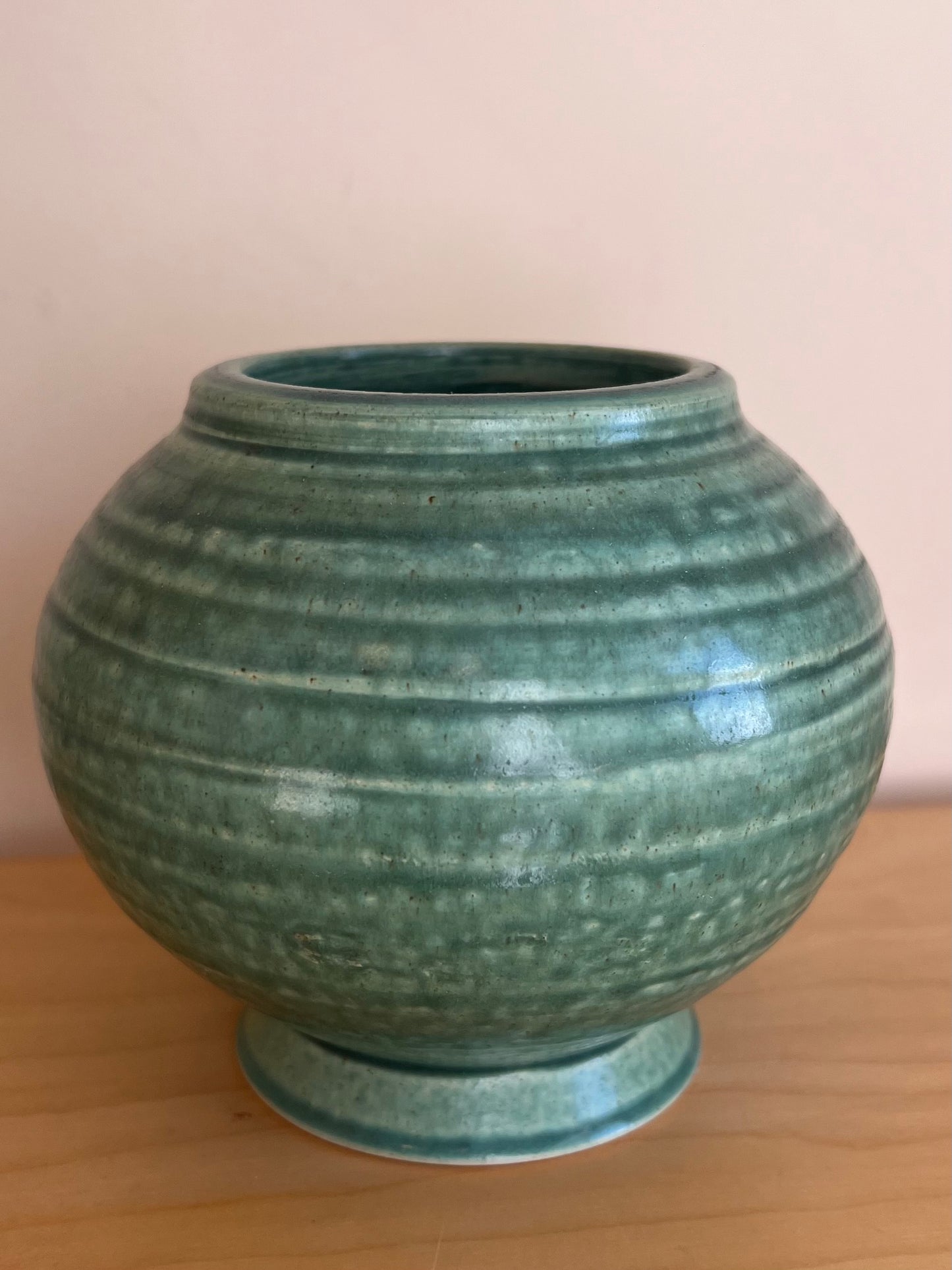 Vintage Green Stoneware Pottery Vase