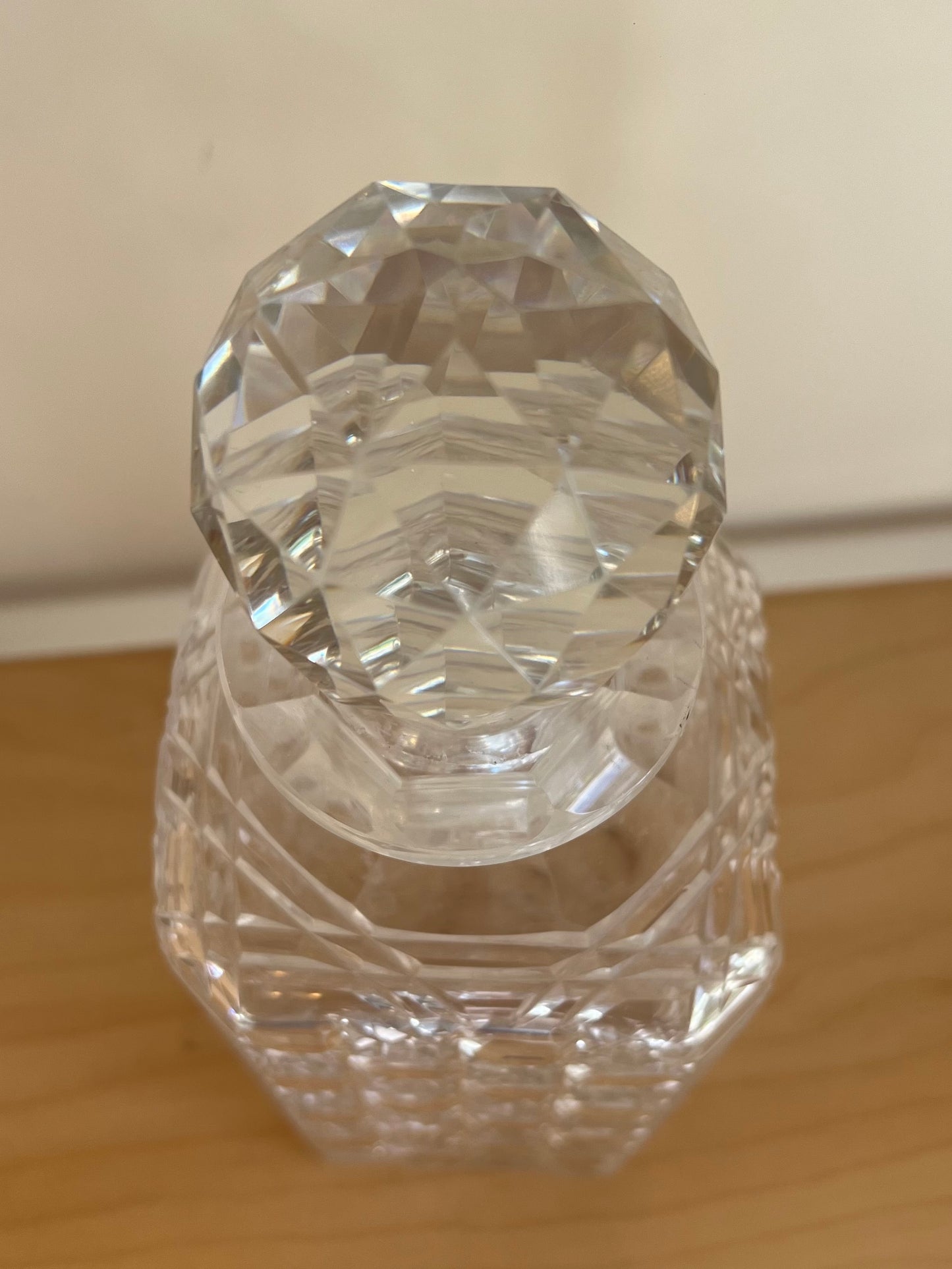 Vintage Clear Crystal Cut Glass Decanter with Lid