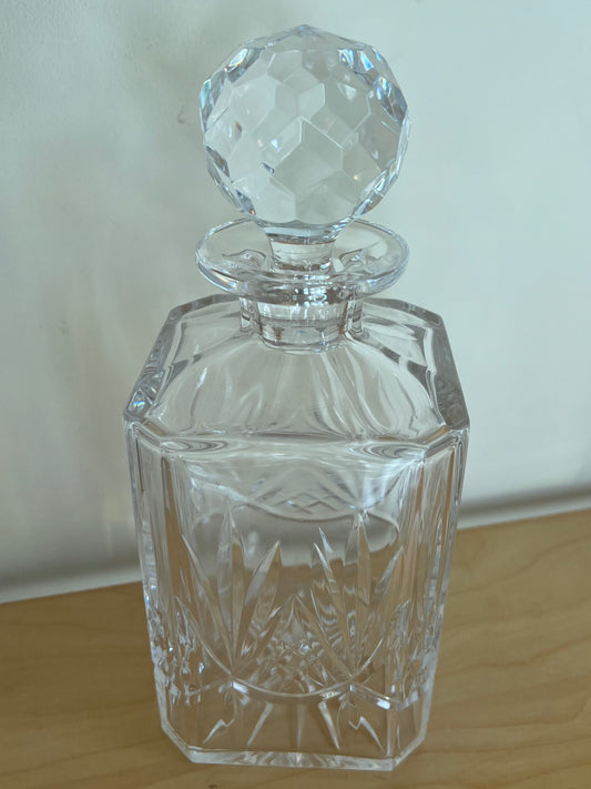 Vintage Clear Crystal Cut Glass Decanter with Lid