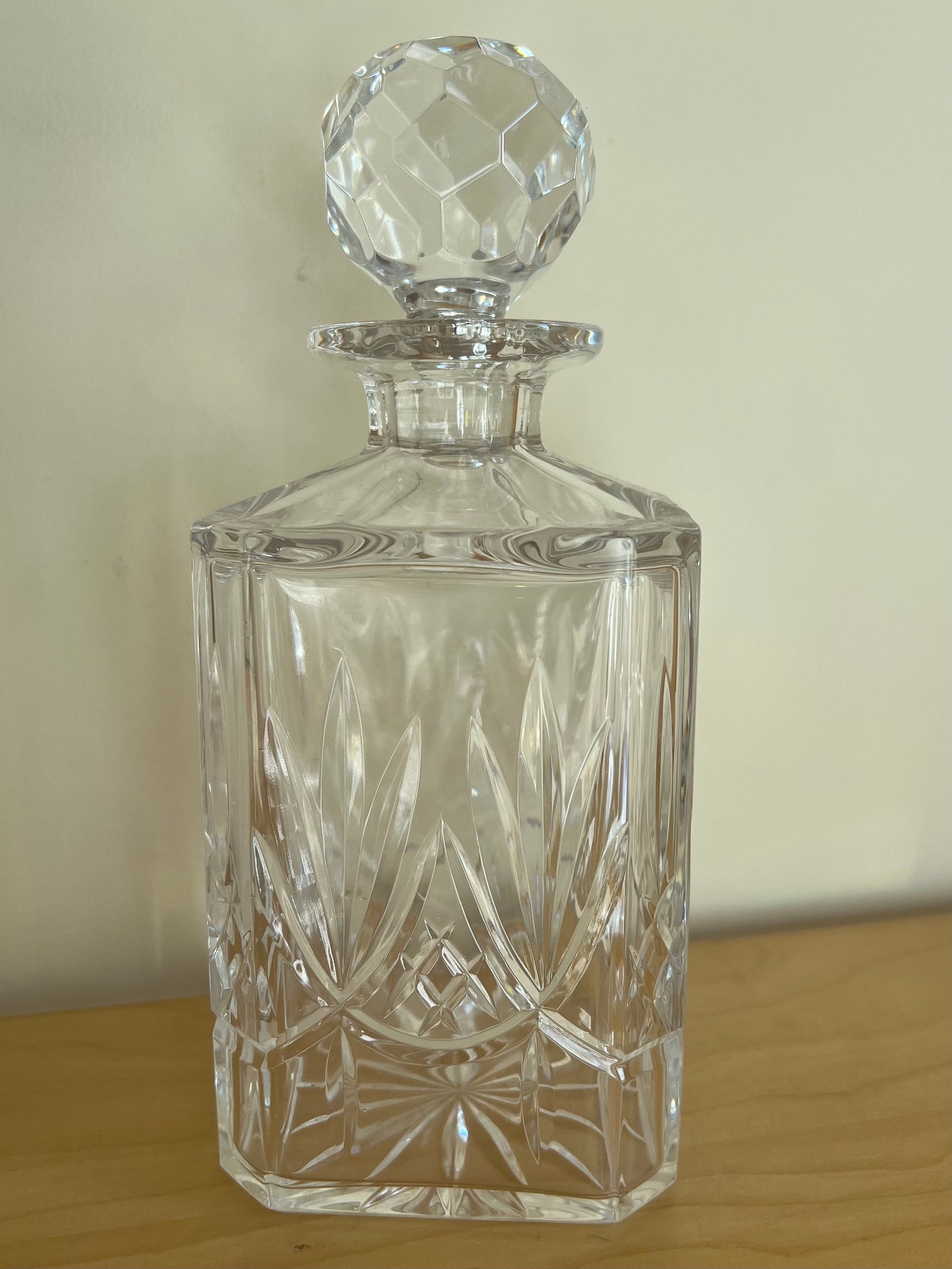 Vintage Clear Crystal Cut Glass Decanter with Lid