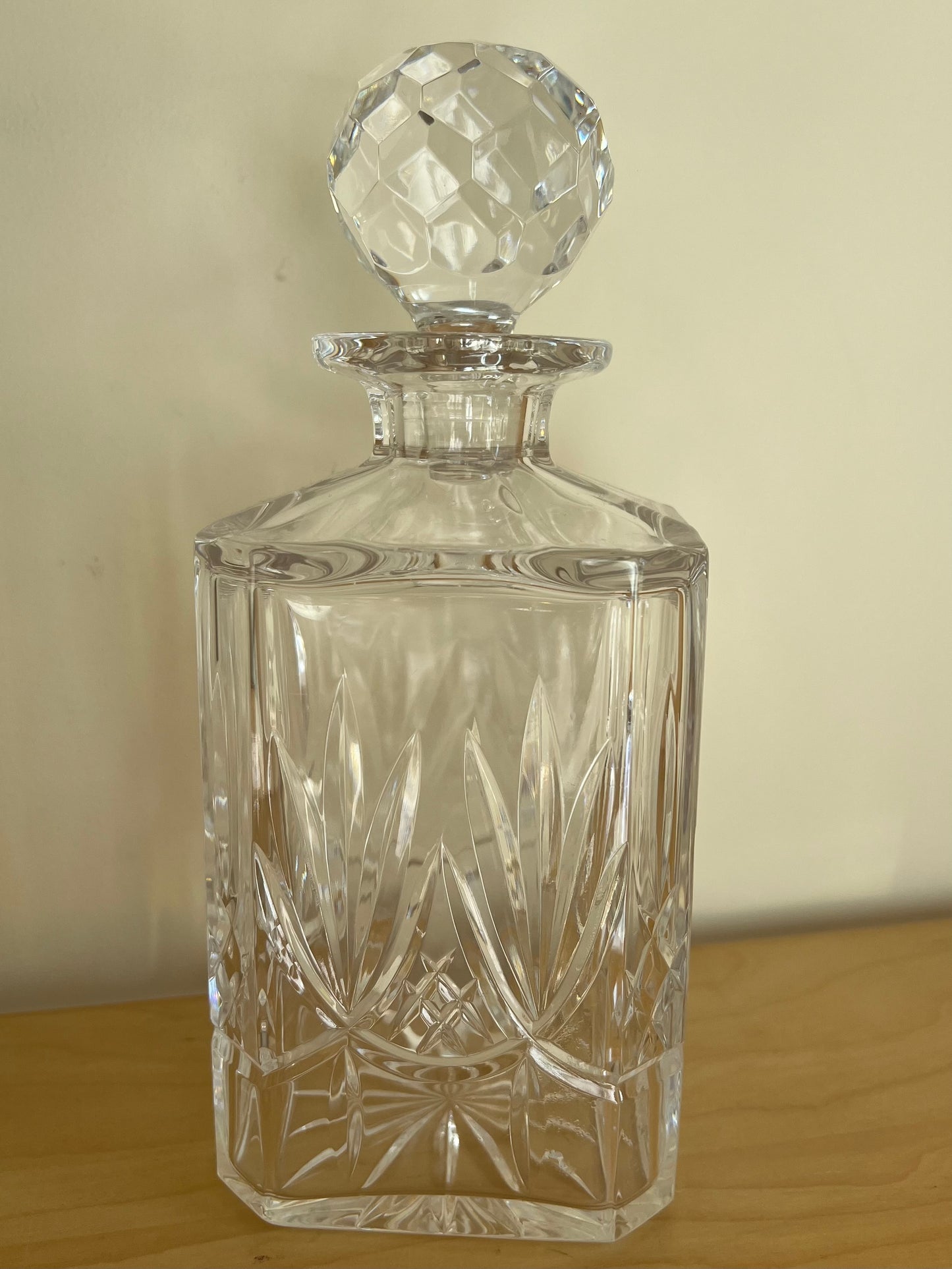 Vintage Clear Crystal Cut Glass Decanter with Lid