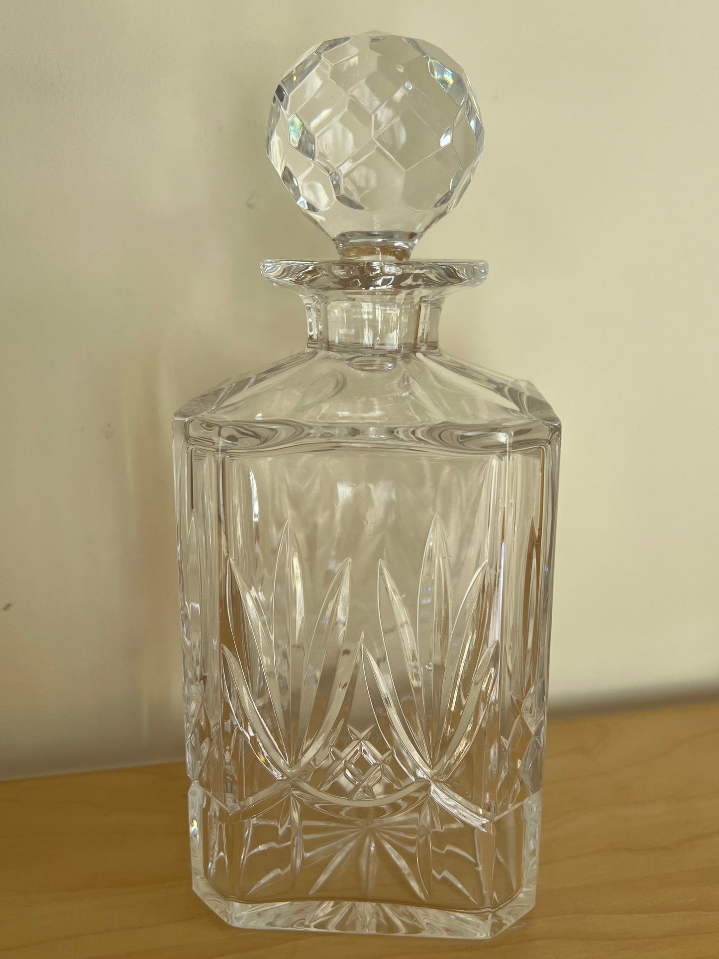 Vintage Clear Crystal Cut Glass Decanter with Lid