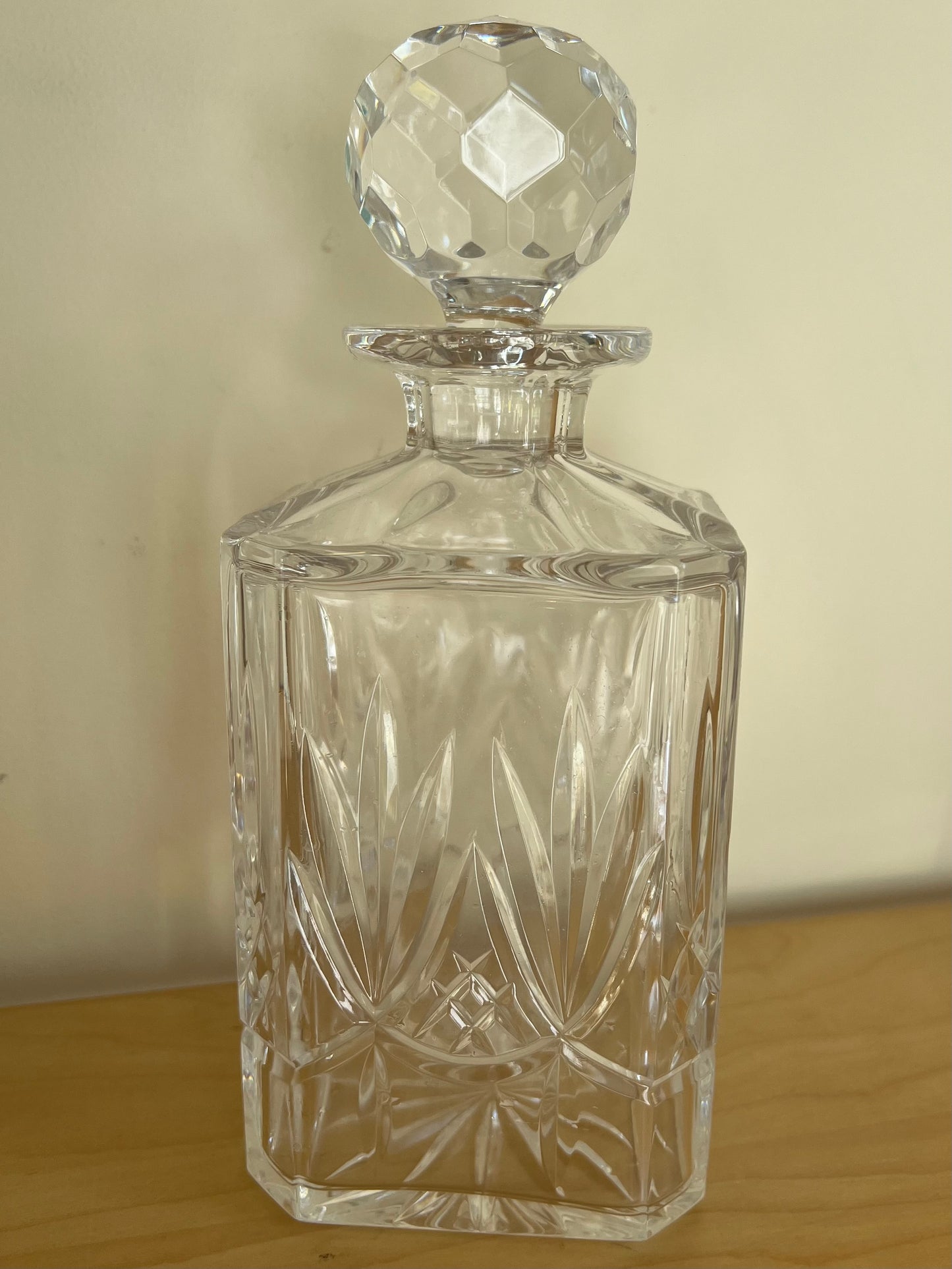 Vintage Clear Crystal Cut Glass Decanter with Lid