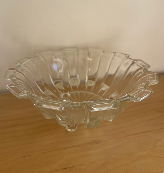 Vintage Clear Pressed Glass Fruit Dish