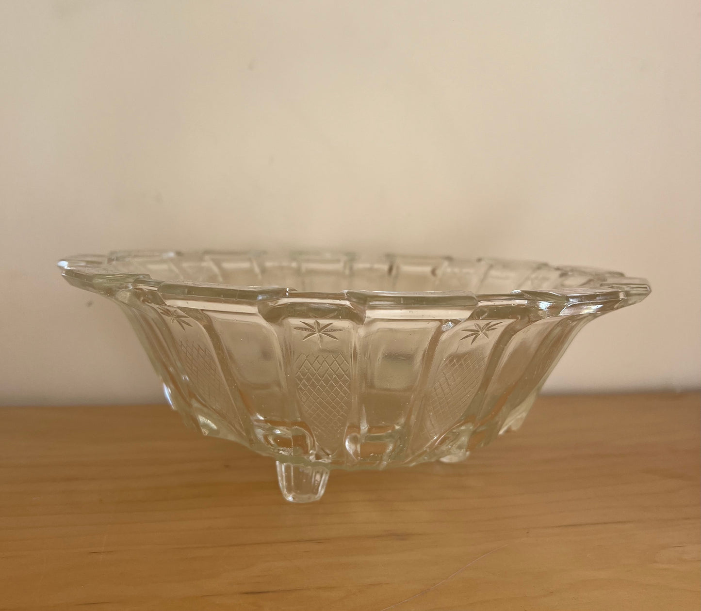 Vintage Clear Pressed Glass Fruit Dish