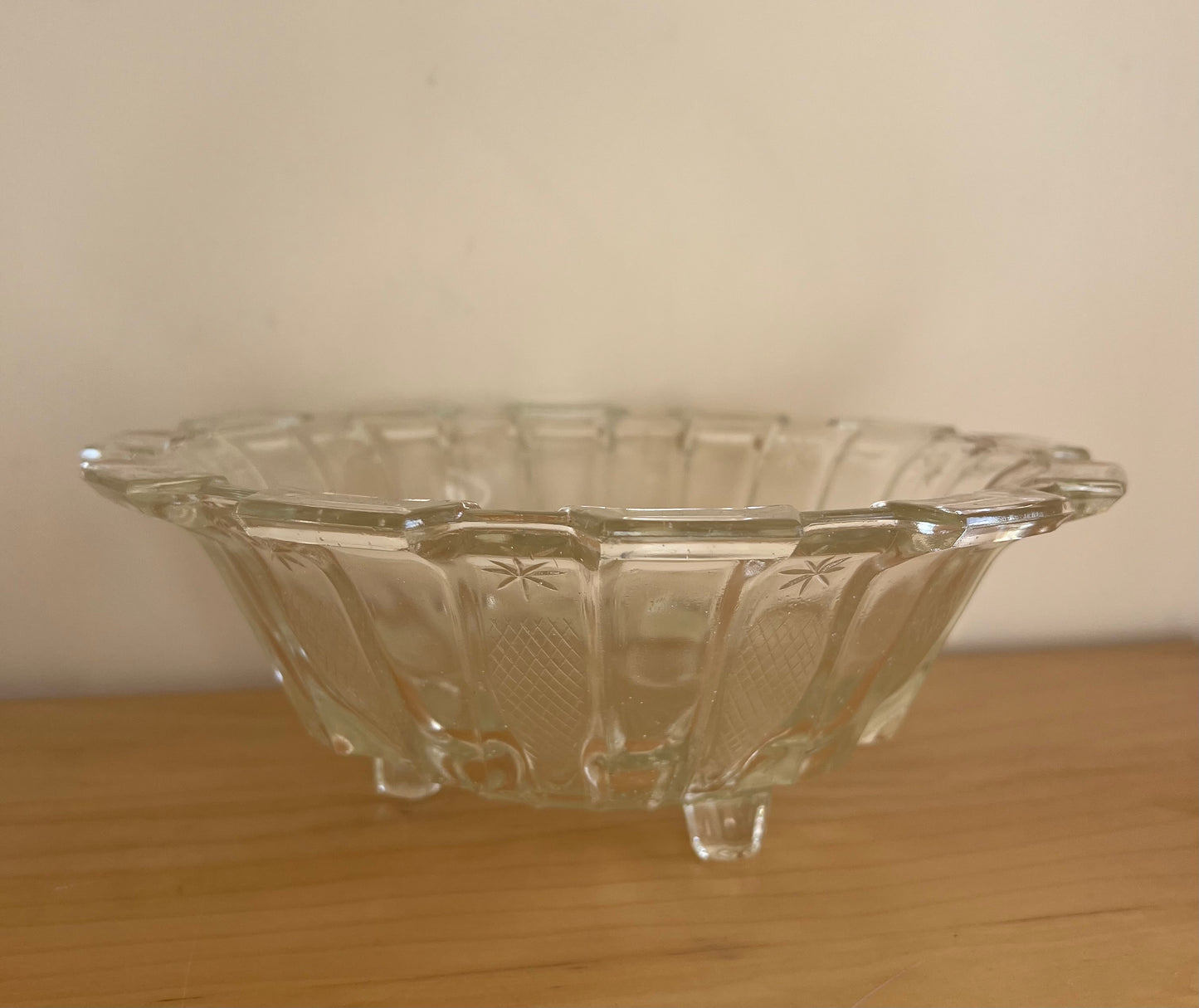 Vintage Clear Pressed Glass Fruit Dish