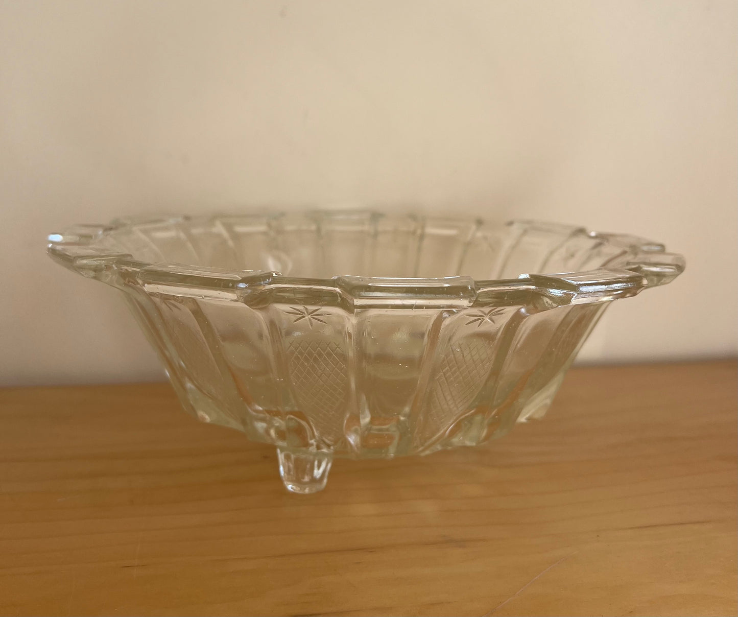 Vintage Clear Pressed Glass Fruit Dish