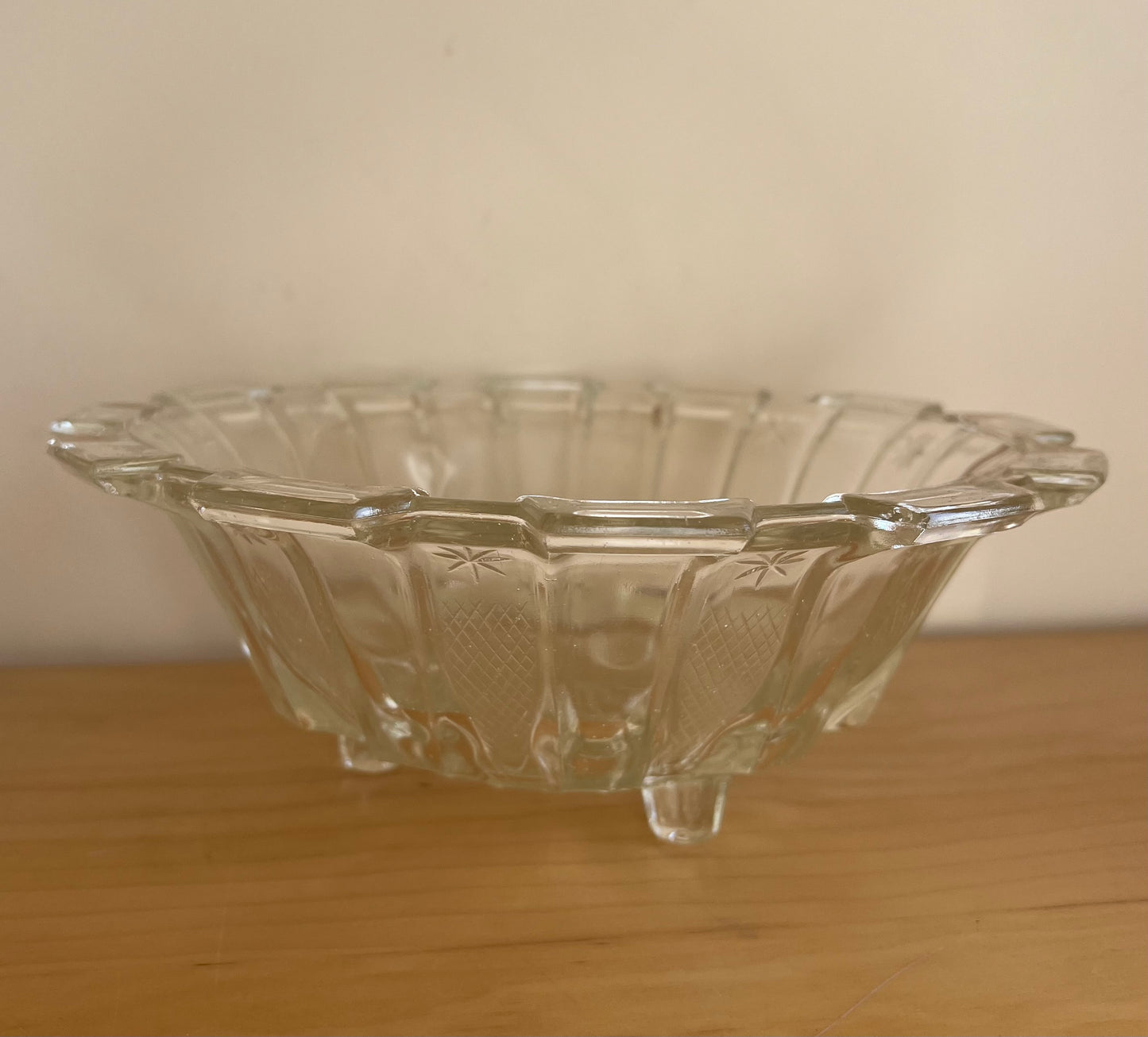 Vintage Clear Pressed Glass Fruit Dish