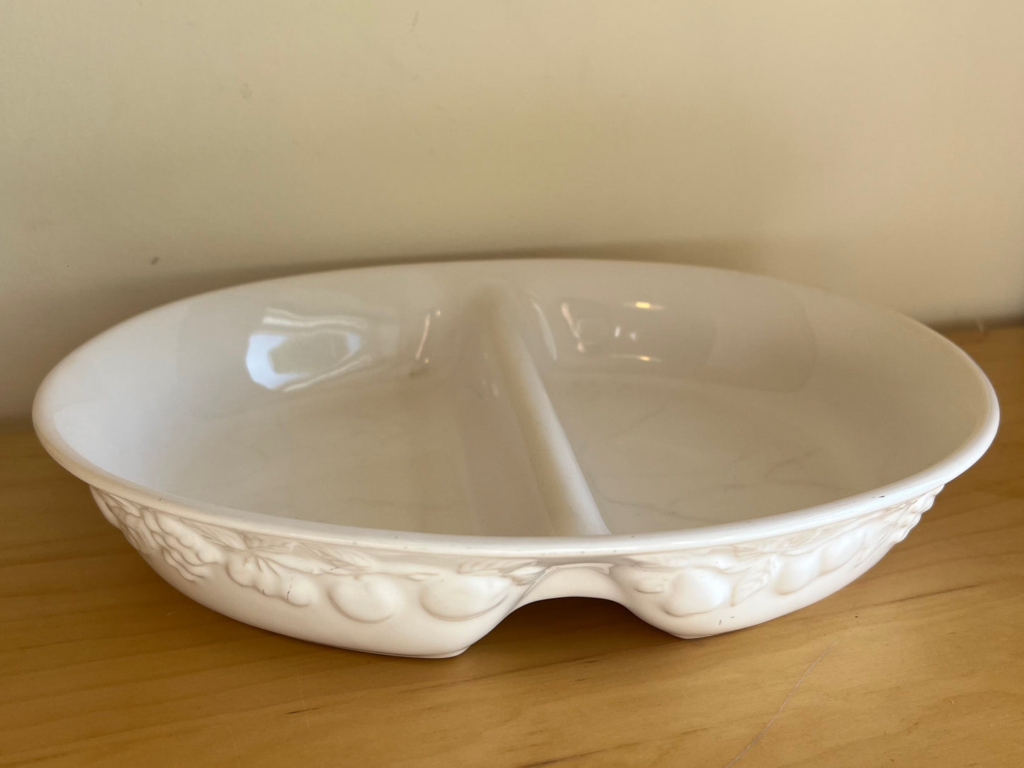 Vintage White Ceramic Two Section Oven Dish