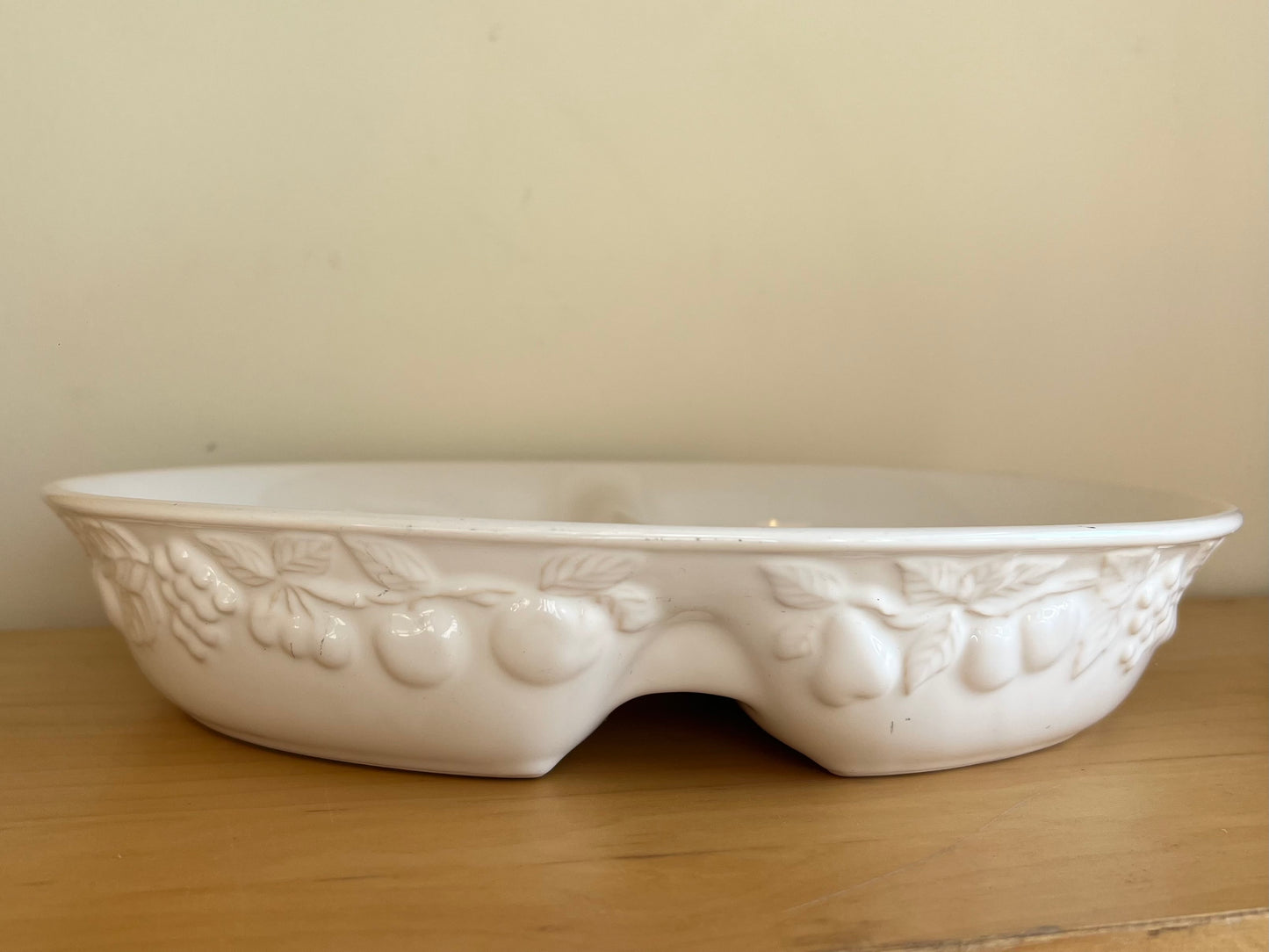 Vintage White Ceramic Two Section Oven Dish