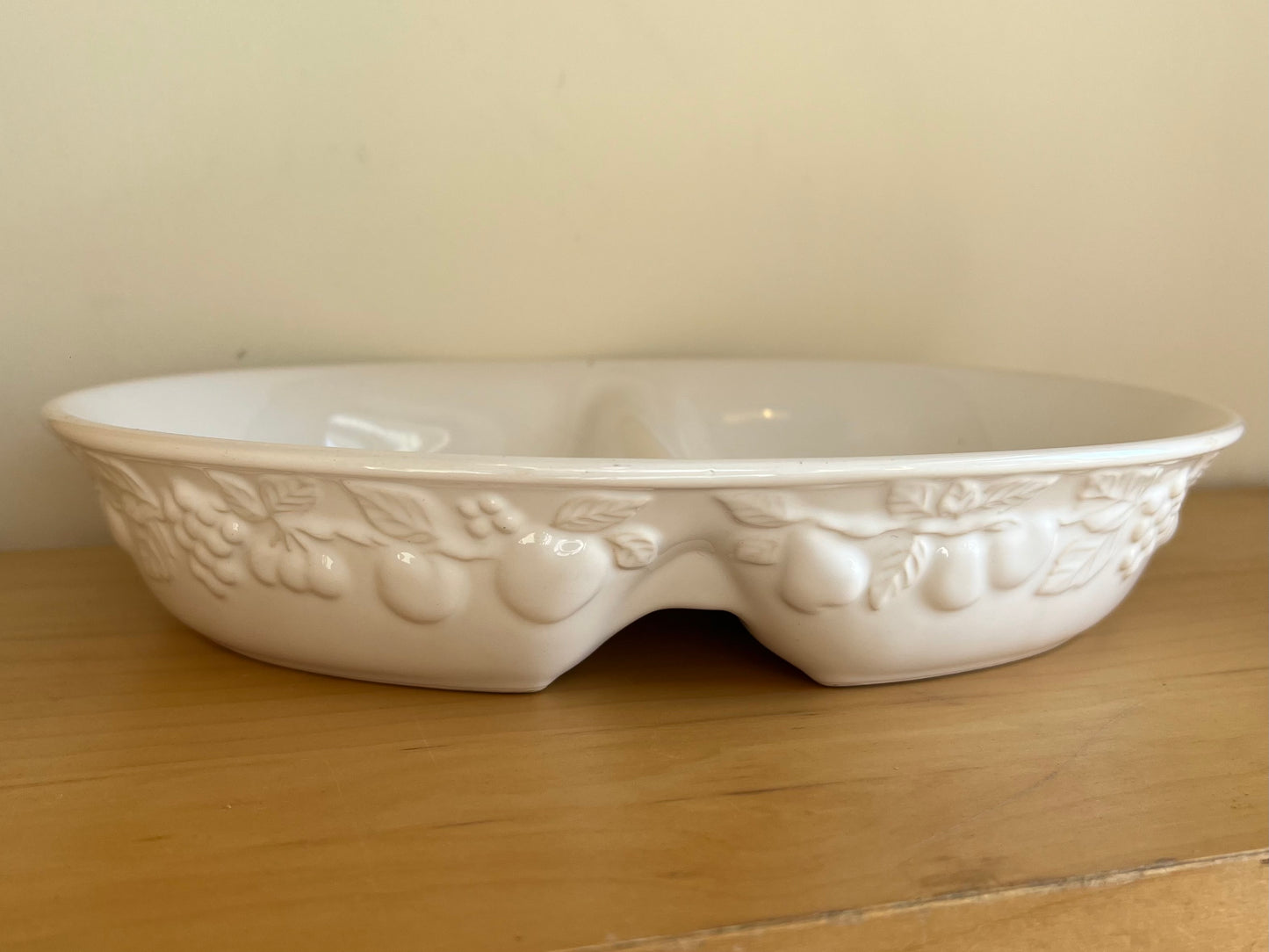 Vintage White Ceramic Two Section Oven Dish