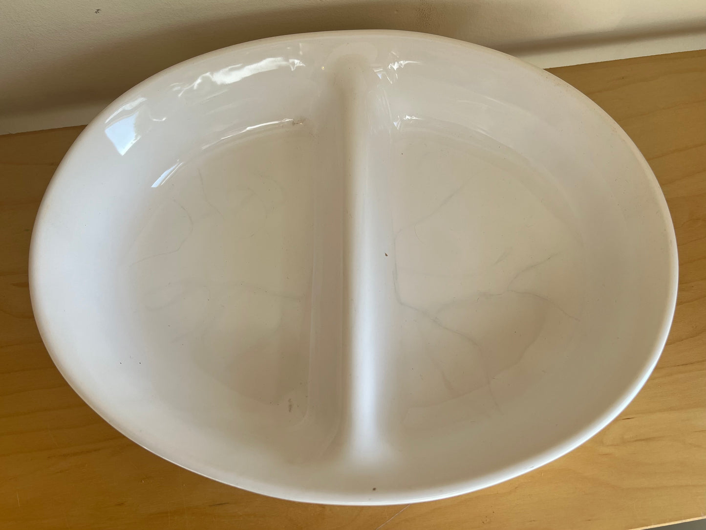 Vintage White Ceramic Two Section Oven Dish