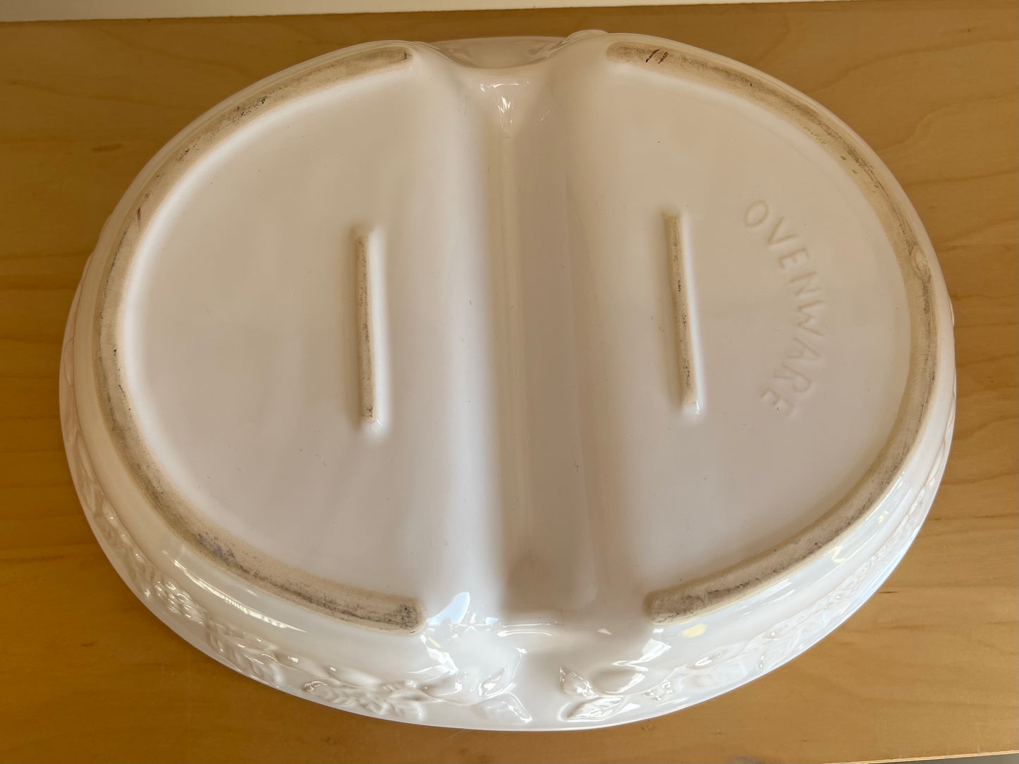 Vintage White Ceramic Two Section Oven Dish