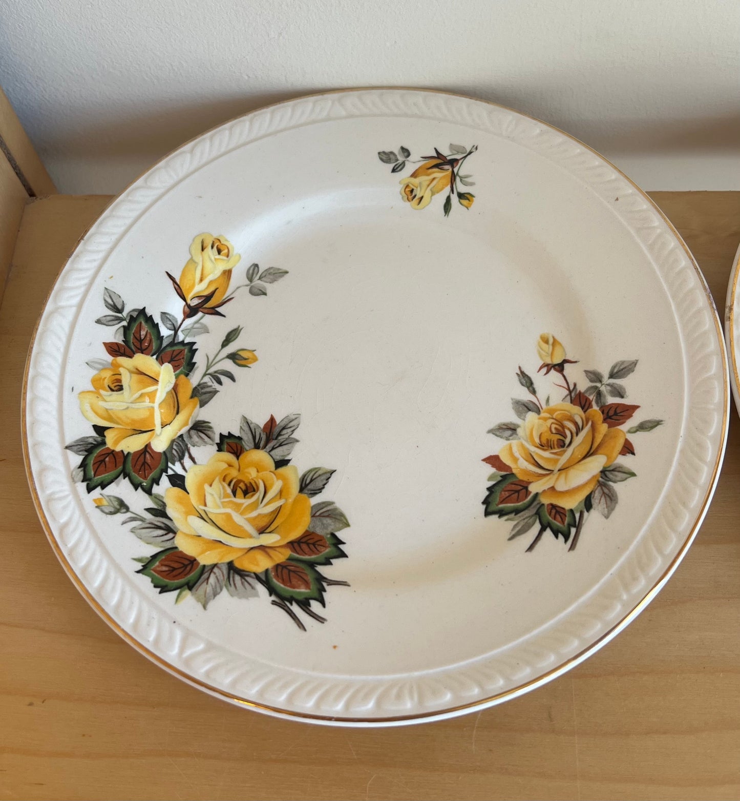 Set of 3 Vintage Brexton Yellow Floral Small Side Plates England 7909