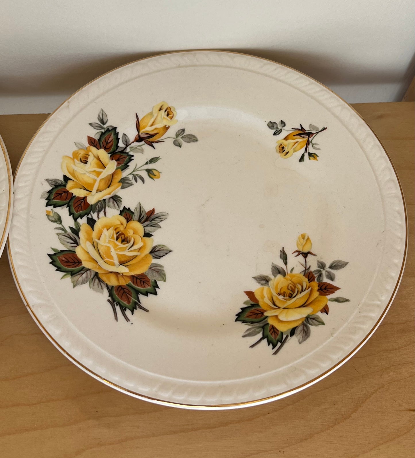 Set of 3 Vintage Brexton Yellow Floral Small Side Plates England 7909