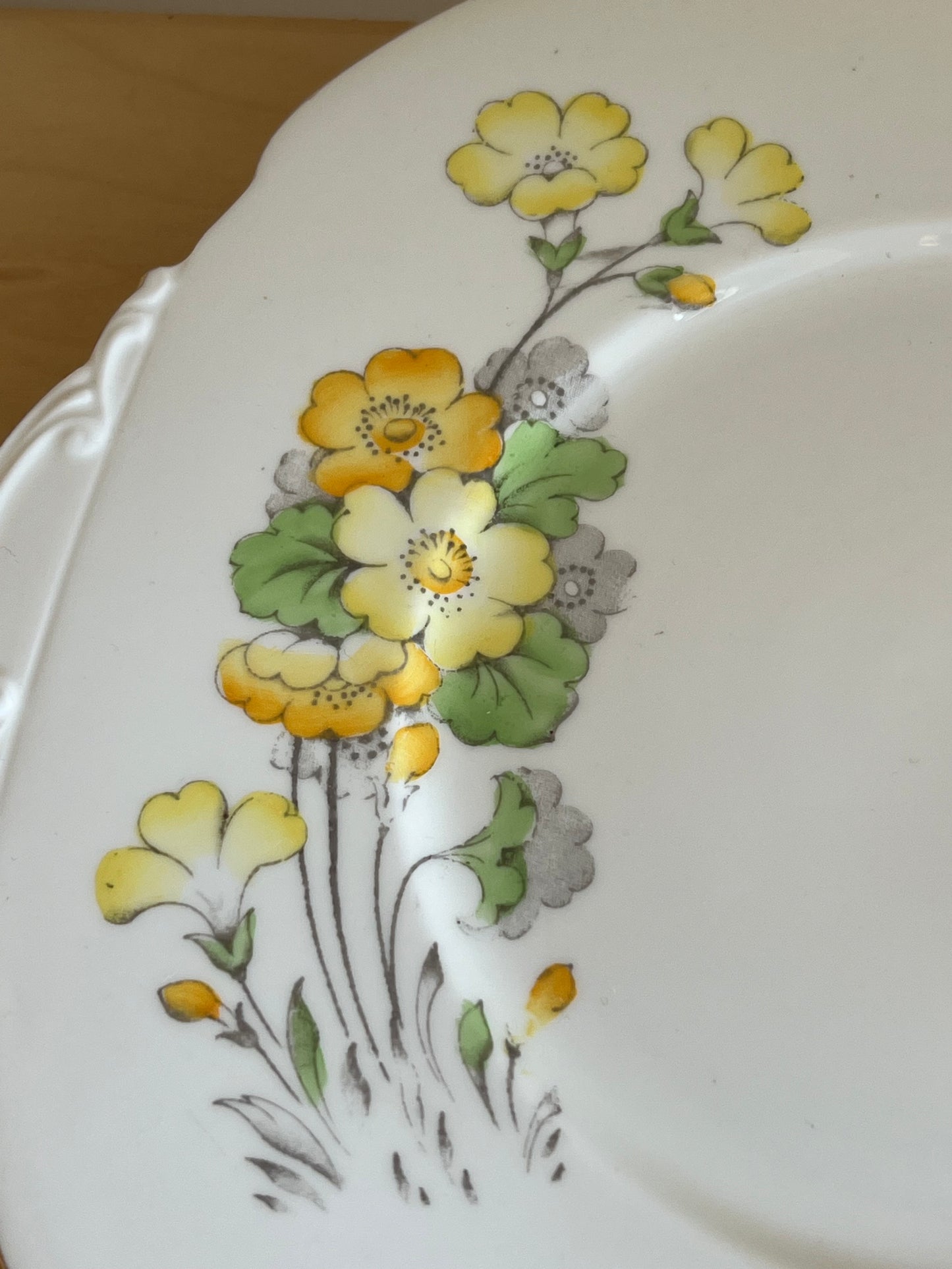 Vintage Roslyn Fine Bone China Square Cake / Side Plate Yellow Floral Gloria