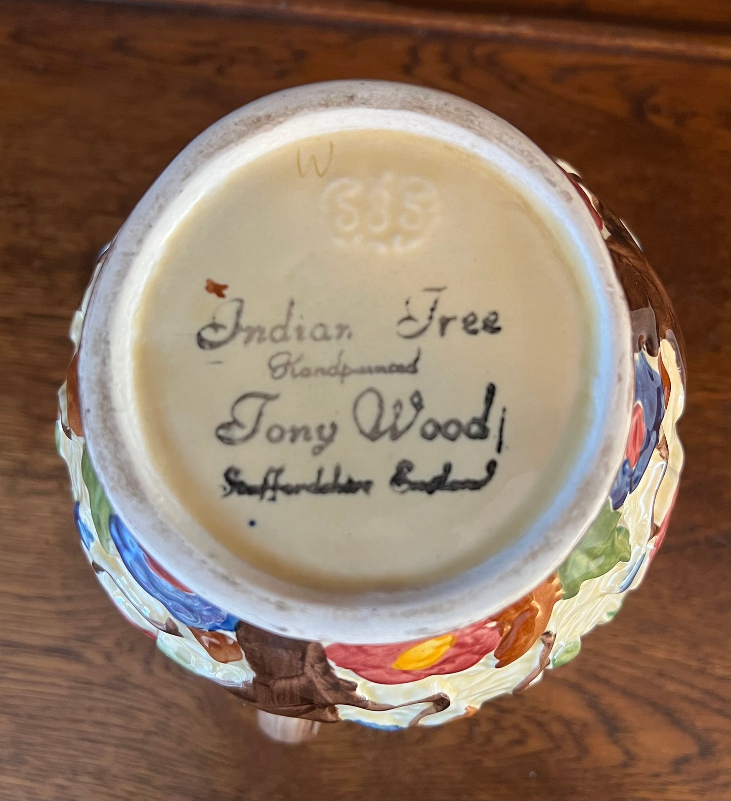 Hand Painted Indian Tree Jug - Tony Wood - Staffordshire, England
