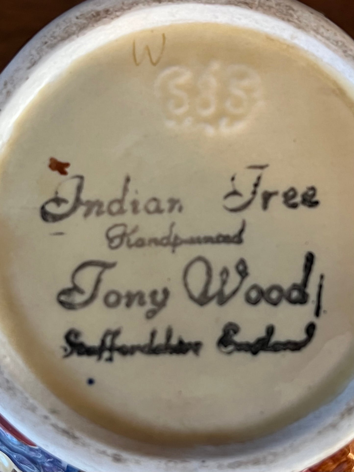Hand Painted Indian Tree Jug - Tony Wood - Staffordshire, England