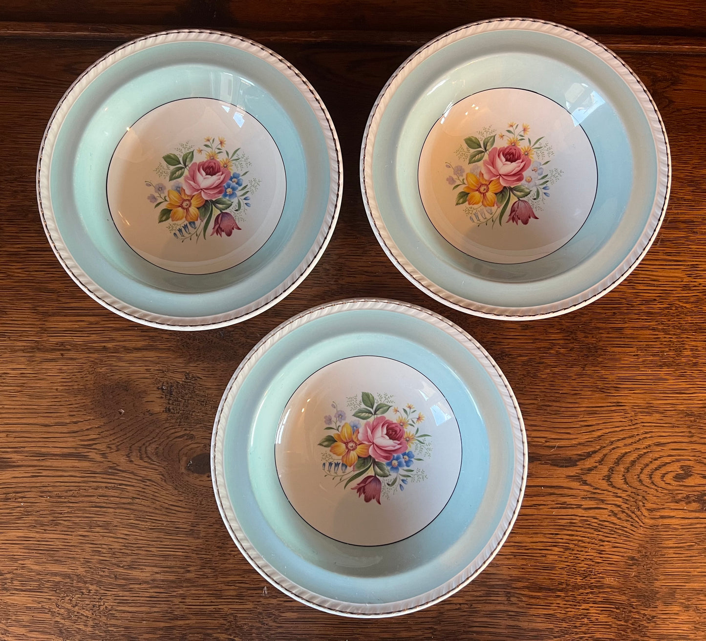 Set of 3 Wood & Sons Ltd Blue Floral Bowls Dinner Bowl