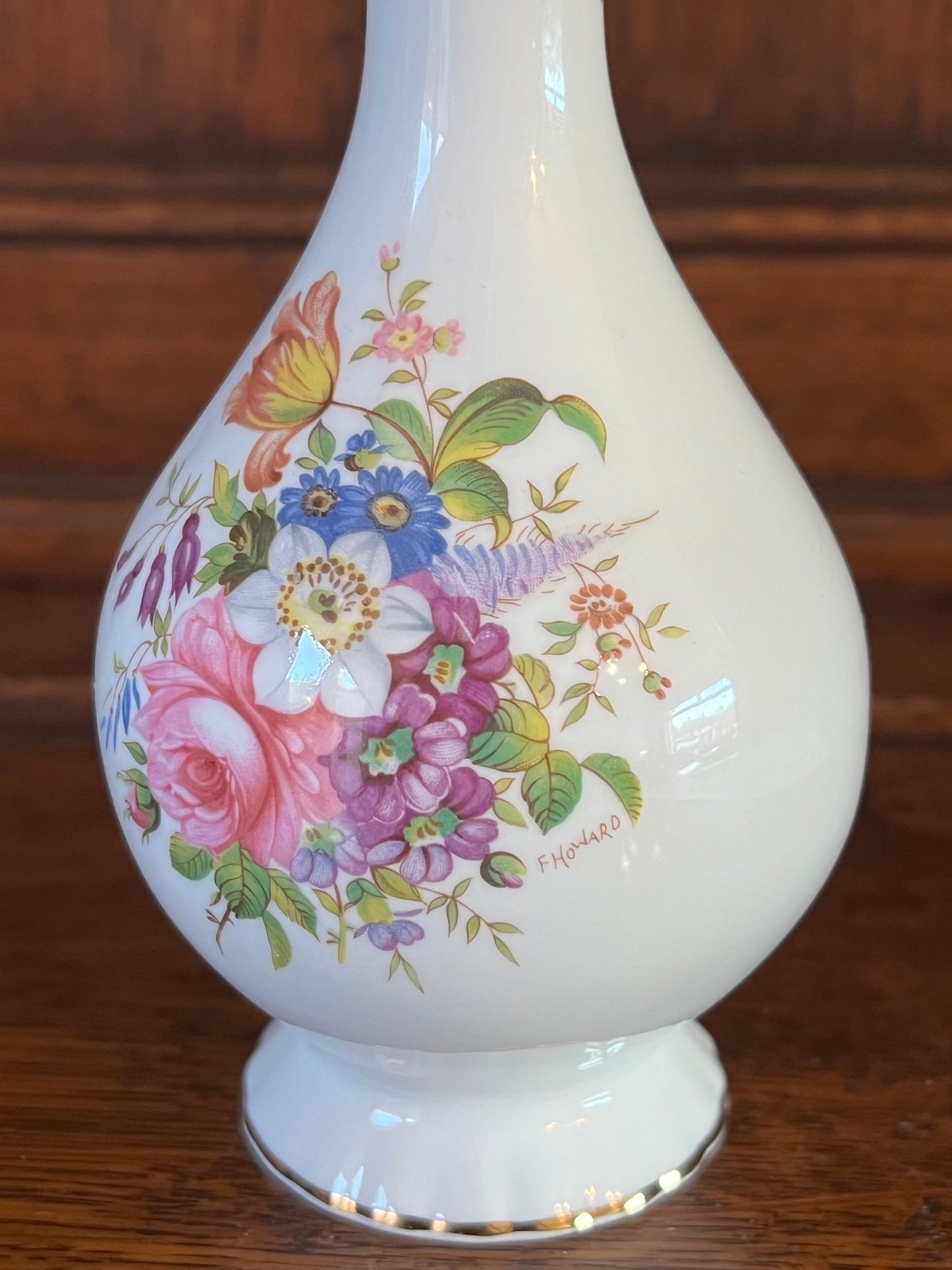 Vintage Aynsley Howard Sprays Fine Bone China Bud Vase, Floral, Flowers