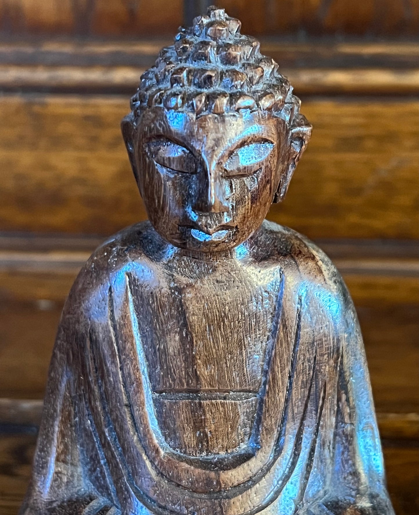 Religious Wooden Figurine Brown Wood Decorative Ornament Detailed Carved
