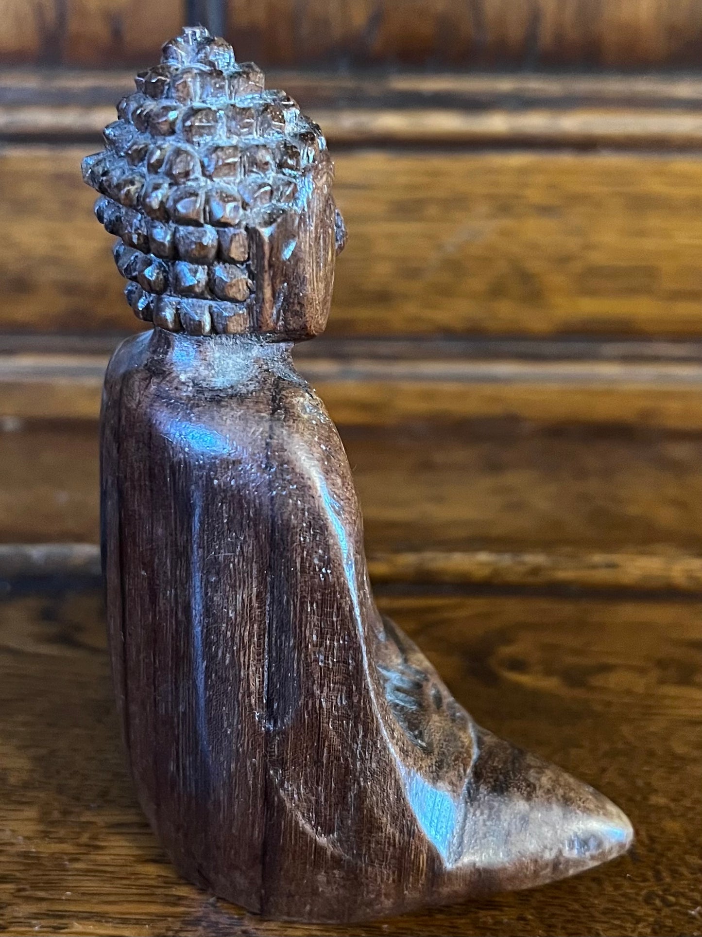 Religious Wooden Figurine Brown Wood Decorative Ornament Detailed Carved